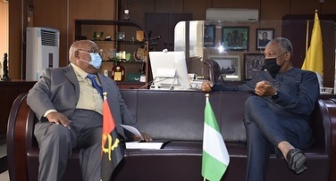 H.E. Geoffrey Onyeama received in audience Itinerant Ambassador Alves Primo, Special Envoy for Angol…