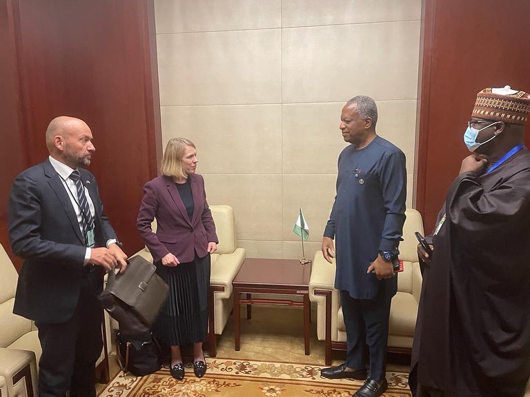 H.E. Geoffrey Onyeama, on the sidelines of the 42nd Ordinary Session of the AU Executive Council Mee…