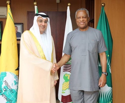 H.E. Geoffrey Onyeama granted a farewell audience to the outgoing Ambassador of the United Arab Emir…