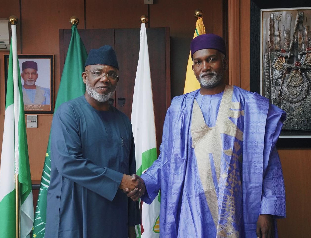 Ambassador Yusuf M. Tuggar (OON) received in audience Mr. Zikrullah Hassan, Chairman/CEO, National H…