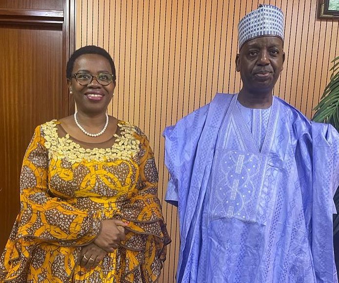 Amb. Adamu Ibrahim Lamuwa received in audience, Dr Monique Nsanzabaganwa, Deputy Chairperson of the …