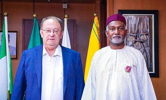 Ambassador Yusuf M. Tuggar (OON) received in audience H.E. Alexey Leonidovich Shebarshin