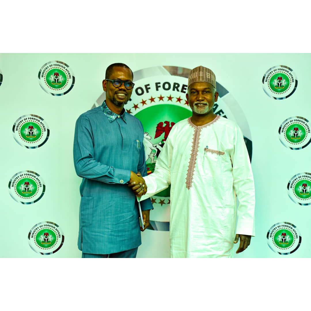 His Excellency Yusuf M. Tuggar (OON) received on a courtesy visit, Dr. George D. Alabo.