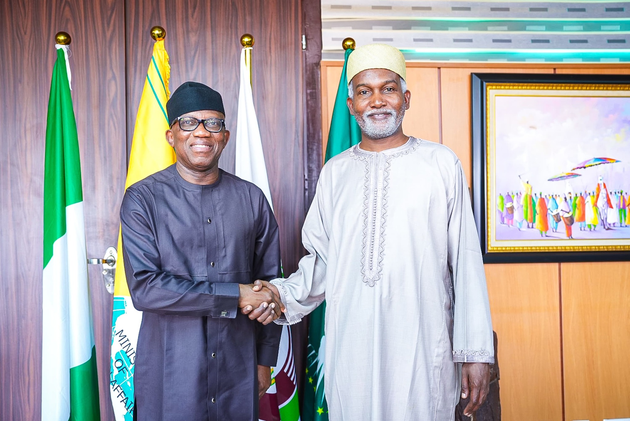 Ambassador Yusuf Maitama Tuggar, received in audience, Ambassador Bankole Adeoye.