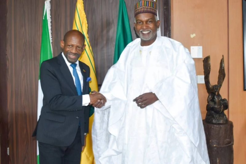 Ambassador Yusuf Maitama Tuggar, received in audience, Dr. Denzil Douglas.