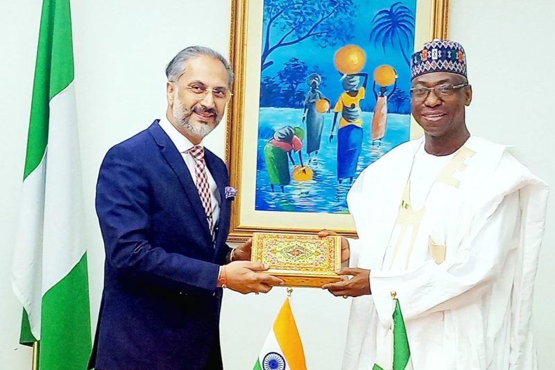 Amb. Dunoma Umar Ahmed, PhD received in audience, H.E. Abhishek Singh.