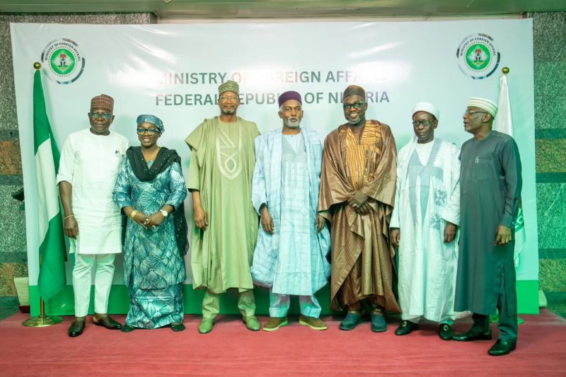 Amb. Yusuf Maitama Tuggar, received in audience, Alhaji Tajudeen Dantata and Members of delegation.