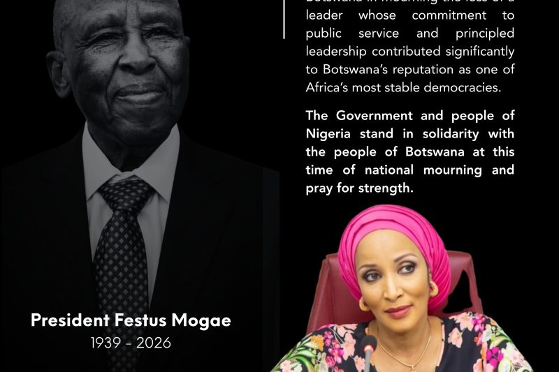Nigeria commiserates with Botswana on the passing of former President Festus Mogae.