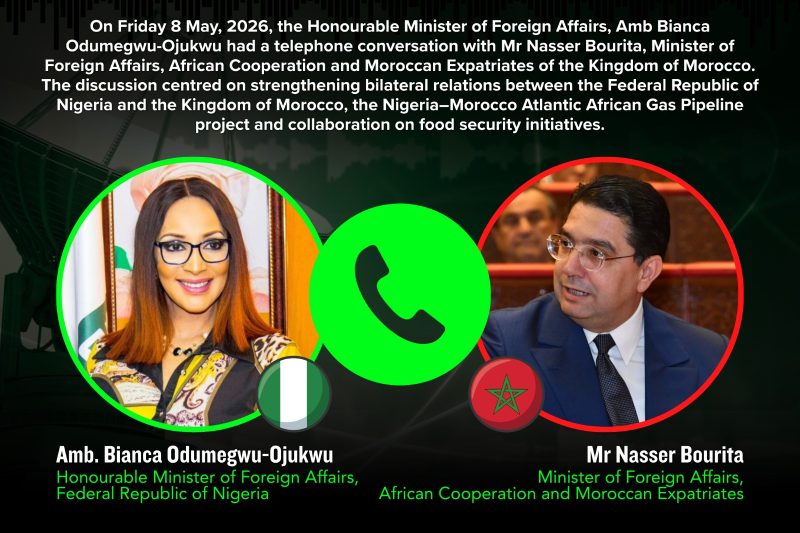 Amb. Bianca Odumegwu-Ojukwu had a telephone call with Mr. Nasser Bourita, Minister of Foreign Affair&hellip;