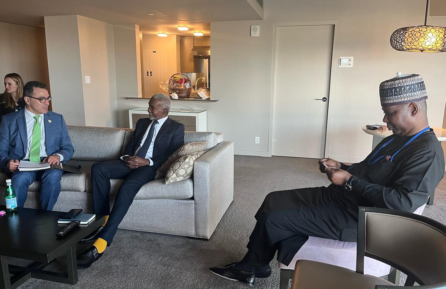 H.E. Yusuf M. Tuggar (OON) in the company of Amb. Tijjani Muhammad-Bande, Nigeria’s Perm. Rep. to the UN, met with the delegation of International IDEA